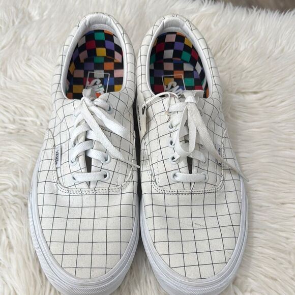 Vans White Grid Pattern Sneakers NWOT Size 11 - Picture 1 of 11